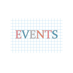 Events word written on checkered paper sheet- vector illustration