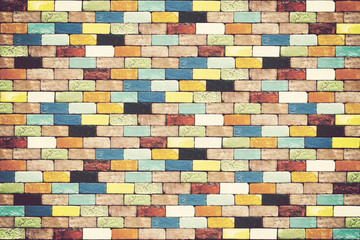 Colorful Brick wall for background. Vintage color.