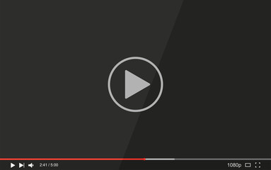 Full screen Video player with button play, vector