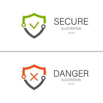 Secure lock and danger isolated on a white background