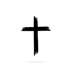 Icon cross with shadow ona white background