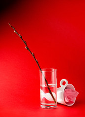 red still-life with a willow