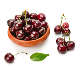 Ripe cherry isolated on white background