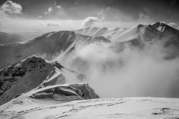 snow covered mountains