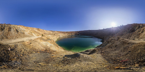 Spherical panorama of a mining crater in the Earth crust