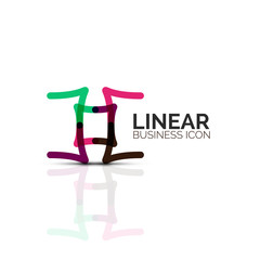 Abstract flower or star minimalistic linear icon, thin line geometric flat symbol for business icon design, abstract button or emblem