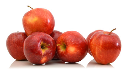 fresh red apples isolated on white background