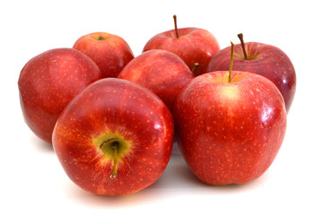 fresh red apples isolated on white background