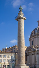 Fototapeta na wymiar Church of the Most Holy Name of Mary and the Trajan's Column in Rome