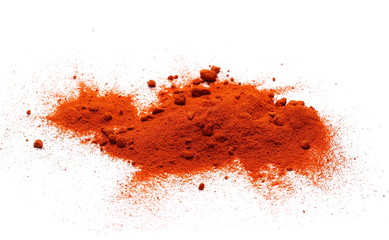 Pile of red paprika powder isolated on white