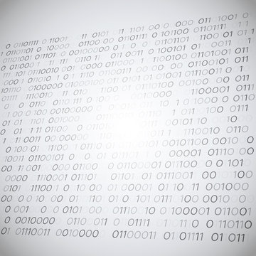 3D Grey Binary Code on White Background - Abstract Futuristic Information Technology Illustration