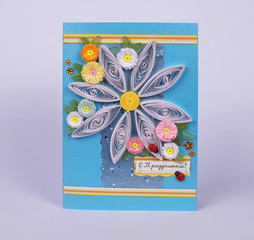 handmade greeting card with flowers