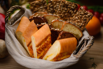 Freshly baked bread in a basket