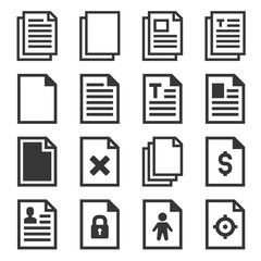 Document Icons Set on White Background. Vector