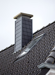 Roof with chimney, modern ceramic tile