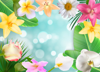 Hello Summer Natural Floral Background Vector Illustration