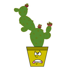 Emotional pot with cactus. Favorite indoor plants