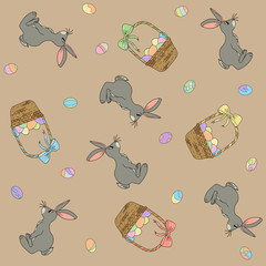 Wallpaper on the theme of Easter basket with eggs