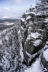 Fototapeta premium A view of the Wielki Szczeliniec peak in the mountains in Poland.
