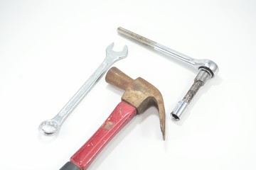 wrench  Hammer Socket spanner.Isolated on a white background