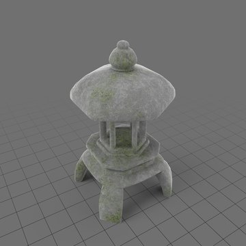 Short, stone garden lantern