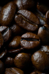 fragrant coffee beans dark roast macro photo