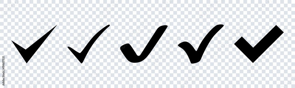 Sticker vector check mark icons set. check marck black icons. check mark isolated on transparent background