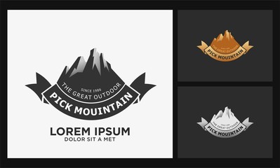 retro pick mountain logo