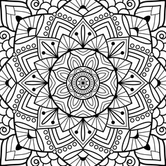 Coloring book pages. Mandala. Indian antistress medallion. Abstract islamic flower, arabic henna design, yoga symbol.