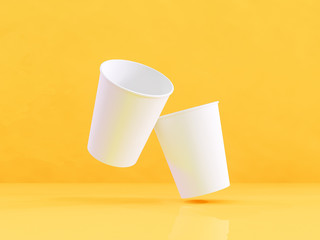 business card mockup, 3d illustration, yellow background