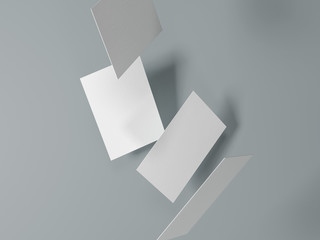 business card, 3d illustration, mock up, gray background