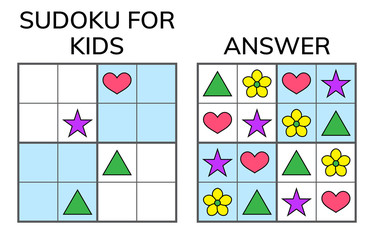 Sudoku. Kids and adult mathematical mosaic. Magic square. Logic puzzle game. Digital rebus.