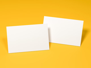 paper cups, 3d illustration, mock up, yellow background