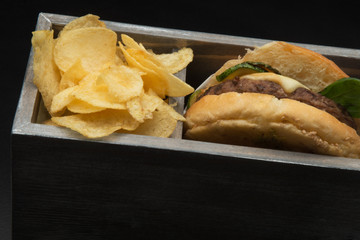 Hamburger, hot dog, street food