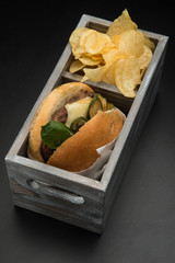 Hamburger, hot dog, street food