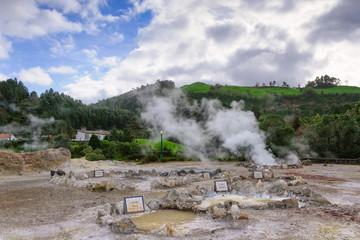 Fumaroles Caldeiras das Furnas in the east of Sao Miguel Island, Azores, Portugal