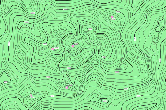 TOPOGRAPHIC ALTITUDE LINE MAP WITH ATTRACTION POINT. SEAMLESS VECTOR PATTERN