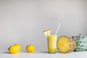 pineapple juice on white background