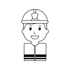 firefighter happy icon image vector illustration design  black dotted line