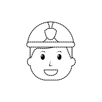 firefighter happy icon image vector illustration design  black dotted line