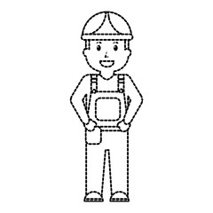 engineer or contractor icon image vector illustration design  black dotted line