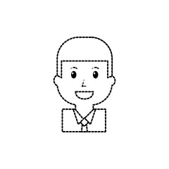 businessman happy smiling icon image vector illustration design  black dotted line