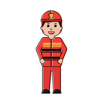 firefighter happy icon image vector illustration design 