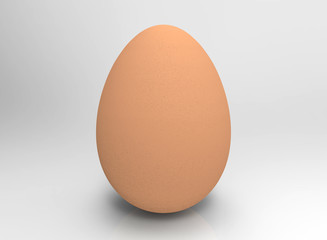 3d rendering. Fresh brown egg on gray background with clipping path.