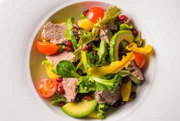 Meat salad with tomatos