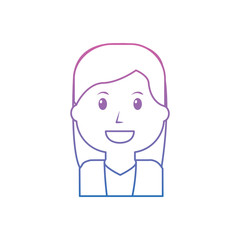 happy woman portrait icon image vector illustration design  purple to blue ombre line