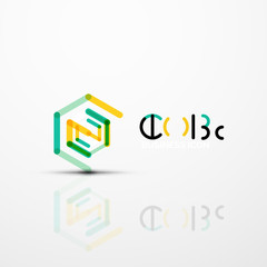 Cube idea concept logo, line
