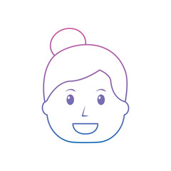 happy woman face icon image vector illustration design  purple to blue ombre line