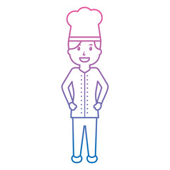chef happy icon image vector illustration design  purple to blue ombre line