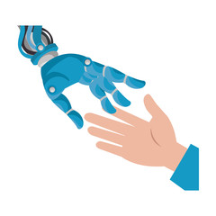 human hand and robot vector illustration design